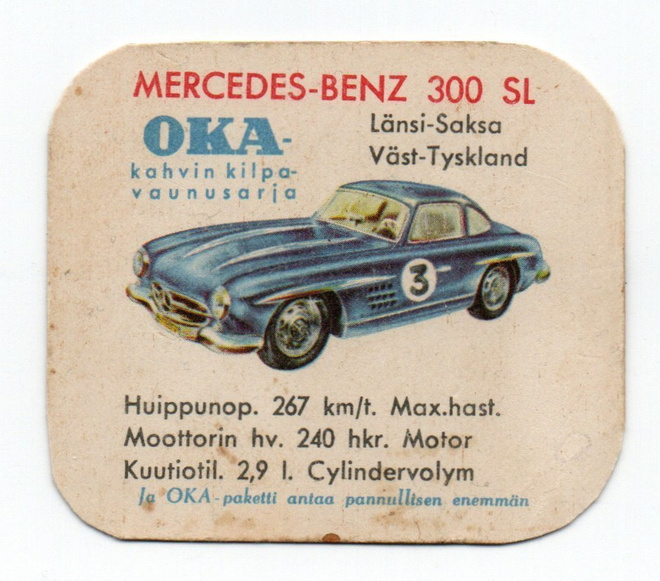 Kahvilappu OKA-Kahvin kilpavaunu sarja MERCEDES_BENZ 300 SL