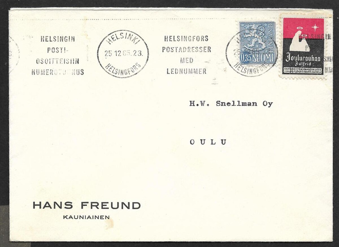 Postilähetys - Yl.m 0,35 (LAPE 613) Helsinki 25.12.1965