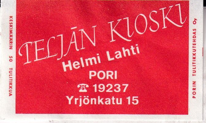 Pori. Teljän Kioski. Helmi Lahti, s98