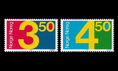 Norja 961-2 ** Numerot väreissä (1987)