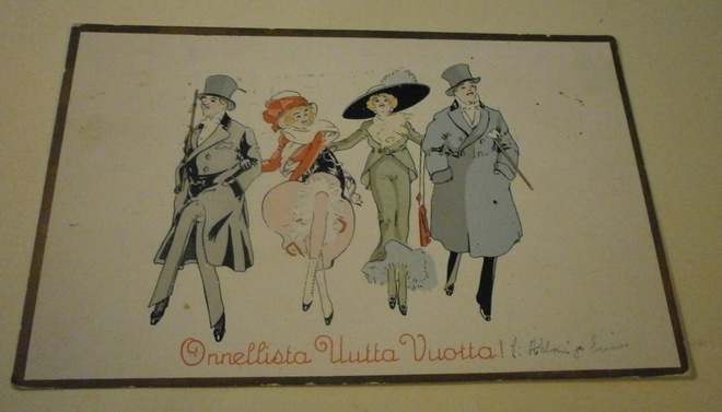 Herrasväen muotia, uuden vuoden kortti, p. 1918