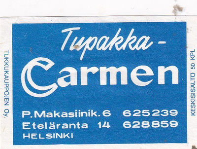 Helsinki, Tupakka - Carmen , Tukkukauppojen Oy , 2/12