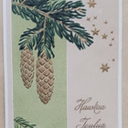 Kuusenoksa, käpyjä, tähtiä (kohopaino, kultaus), p. 1910 - pikkukuva 1