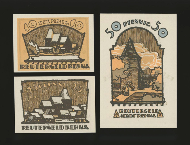 Saksa Notgeld 10, 25, 50 Pfg, Rehna 1922