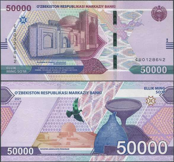 Uzbekistan 50000 Som 2021 (P-91) UNC uusi design