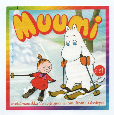 MUUMI Etiketti. Metsämansikka, Virvoitusjuoma.