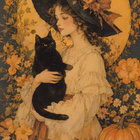 Halloween musta kissa noidan sylissä - pikkukuva 1