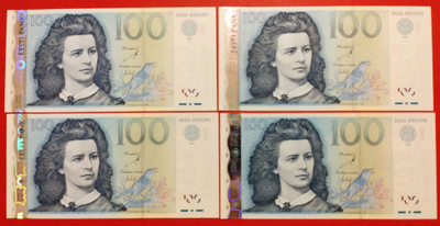 Eesti Pank 4 x 100 Krooni 2007. Kunto 9-10. (KD40)