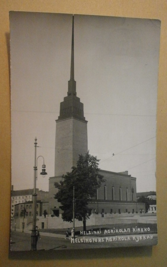 Helsinki, Agricolan kirkko, vanha valokuvapk, p. 1957