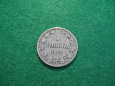 1 markka 1865 - hopeaa