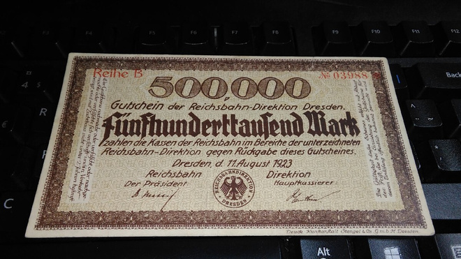 Germany Saksa Rautatie 500000 Marks 1923 VF+