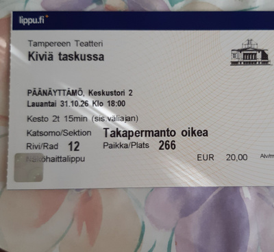 Lippu Kiviä taskussa -esitykseen Tampereella 31.10.2026