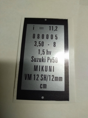 Suzuki PV 81-93 tyyppikilpi tarra 080005