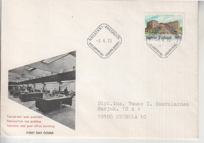 FDC 1973 Tamperen postitalo.