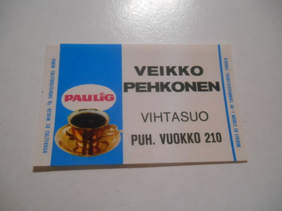 TT Etiketti Paulig Veikko Pehkonen Vihtasuo Vuokko