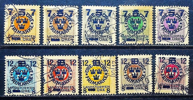 RUOTSI  57 ." LANDSTORM III " 10 KPL * KOKO SARJA V. 1916..