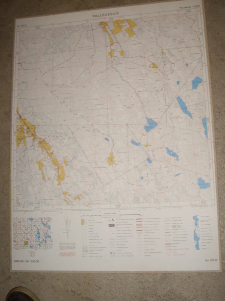 Kartta VALLEUSSUO 72x54cm Topografinen kartta