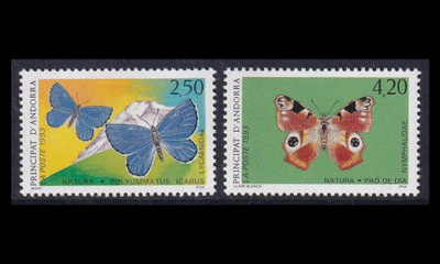 Andorra Fr 453-4 ** Luonnonsuojelu perhosia (1993)