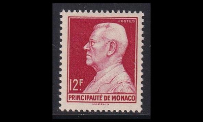 Monaco 377 * Käyttösarja Louis II 12 Fr karmiini (1948)