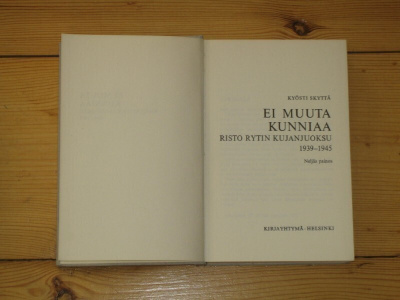 Ei muuta kunniaa, Risto Rytin kujanjuoksu 1939-45