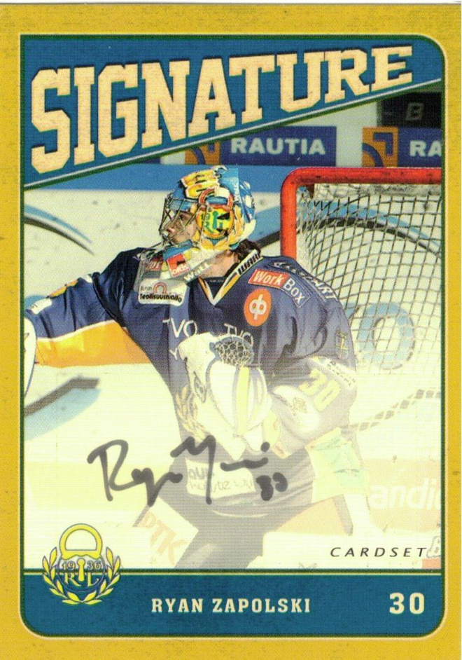 2013-14 Cardset RYAN ZAPOLSKI Lukko signature nimmari