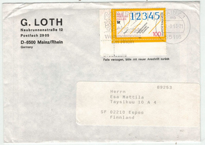 BRD Mi 1659 kirje Suomeen