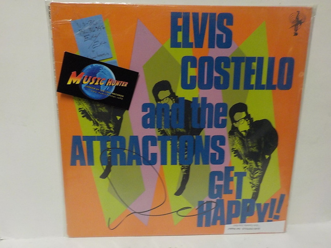 ELVIS COSTELLO &... - GET HAPPY EX+/EX+ LP - NIMIKIRJOITUS!!