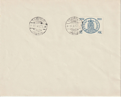 1931 2Mk Postimerkin 75v juhlamerkki kirjeessä Tampereella