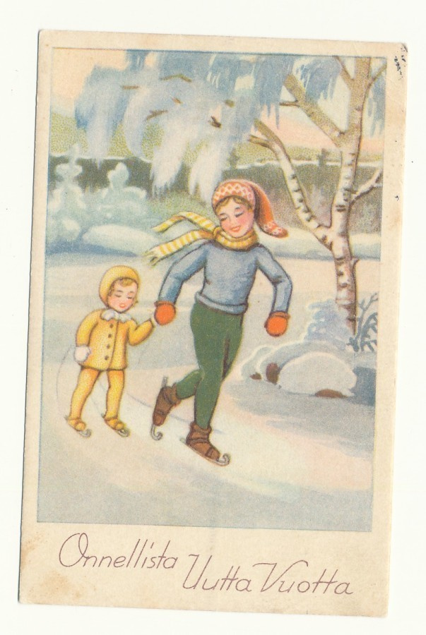 Lapset käsi kädessä - vanha kortti