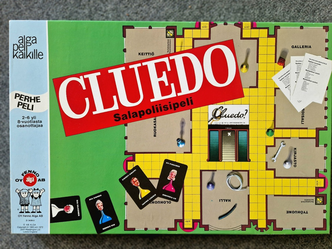 Cluedo salapoliisipeli Alga.1970 Luvulta