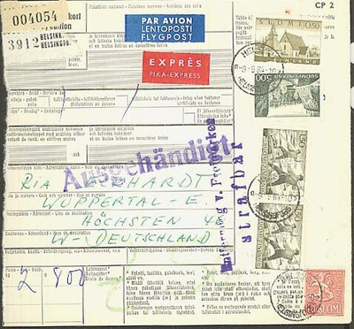 1964 paketti lentopostissa pikajakeluna Saksaan