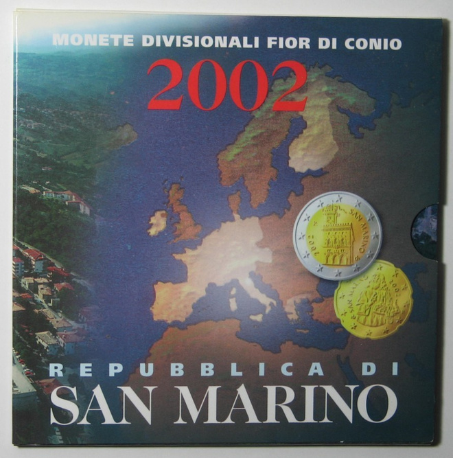 2002 San marino BU setti 1c- 2euro
