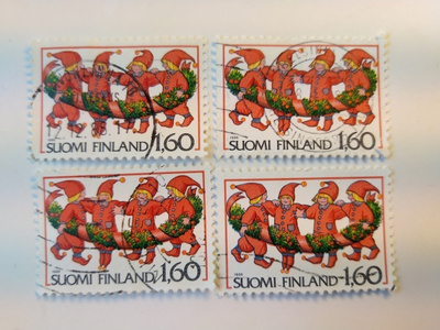 Joulutontut postimerkki 1,60 markka 1986