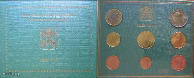 Vatikaani 2010 BU rahasarja Blisterissä (kolikot 1c - 2e)