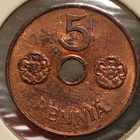 5 PENNIÄ reikärahat pari v.1941-42. Jatkosota - pikkukuva 2