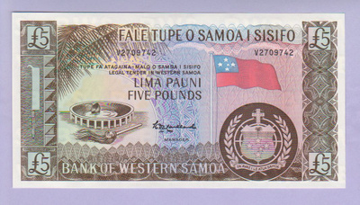 Länsi Samoa Western Samoa 5 Pounds v.2020 UNC P-15CS