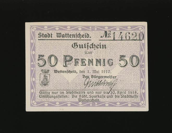 Saksa Notgeld 50 Pfg, Wattenscheid 1917