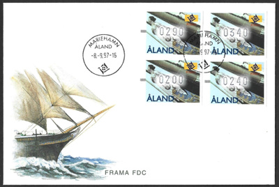 FDC Åland 1997 Mneme FRAMA sarja LaPe ATM Å 9