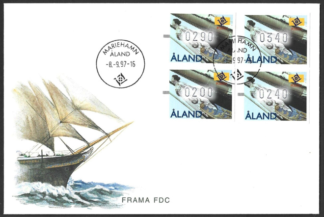 FDC Åland 1997  Mneme FRAMA sarja LaPe ATM Å 9