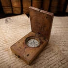 Signeerattu diptyykki -aurinkokello ja kompassi, 1800-luku - pikkukuva 1