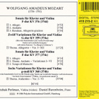 Wolfgang Amadeus Mozart - Sonaten für Klavier und Violine CD - pikkukuva 2