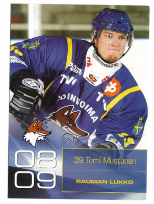2008-09 Rauman Lukko Postikortti Tomi Mustonen