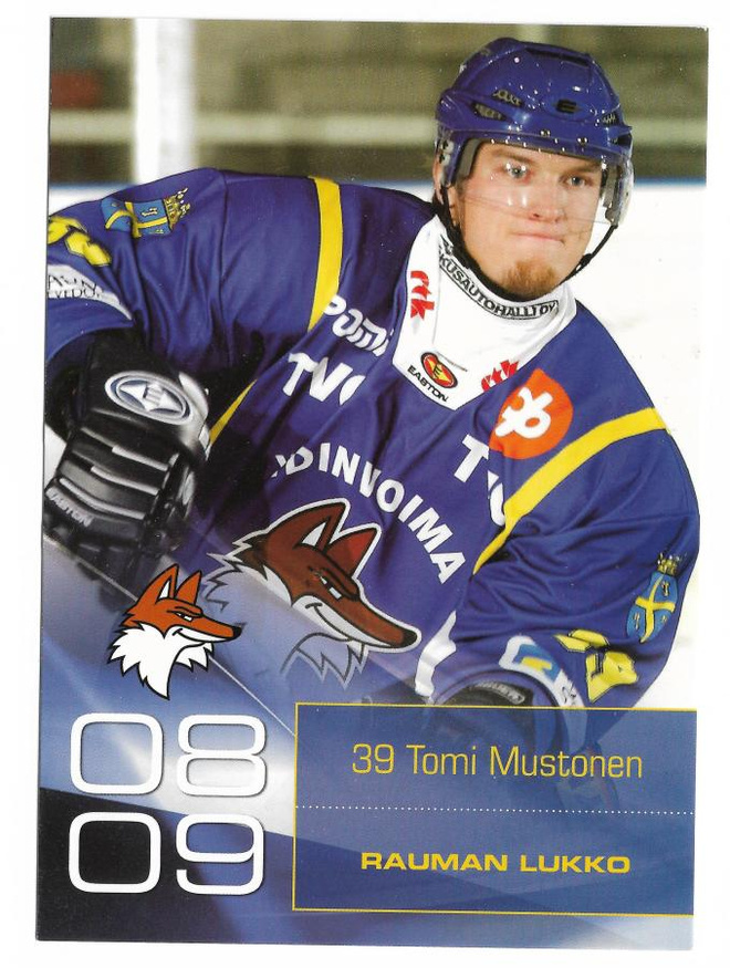 2008-09 Rauman Lukko Postikortti Tomi Mustonen