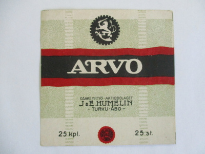 J & E HUMELIN ARVO ETIKETTI 1914 (K15-S64)
