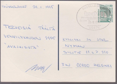 ERIKOISLEIMA VENEMESSUT DUSSELDORF 29.1.1995 TARRAKORTTI SUO
