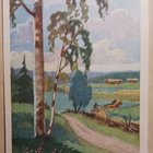 Maasio: Maalaismaisema, mies ja parihevoset,Kenttäposti 1944 - pikkukuva 1
