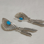 Vintage Hopea korvakorut turkoosi kivi Sterling Silver - pikkukuva 2