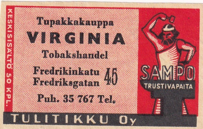 Virginia Tupakkakauppa  , Sampo, Tulitikku Oy     7/14