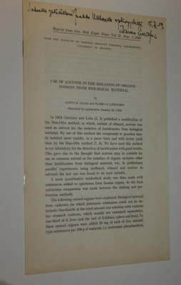 Raimo O. Lindfors : Use of acetone in the isolation of or...