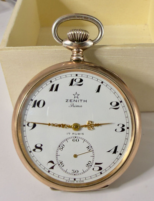 Zenith Prima taskukello – hopea 0.800, 17 kiveä